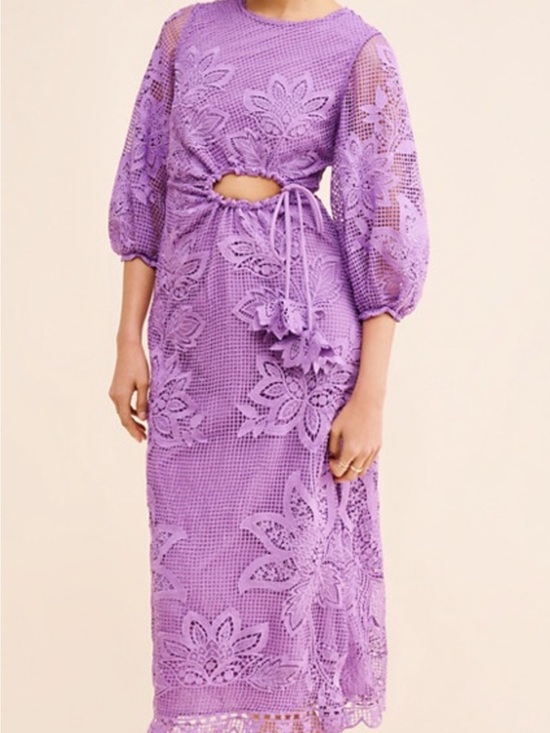 FARM Rio Dresses & Skirts - Farm Rio Lilac Lace Cutout Midi Dress NWT